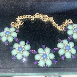 Leslie Danzis Chic Floral Necklace with Gold and Purple Accents